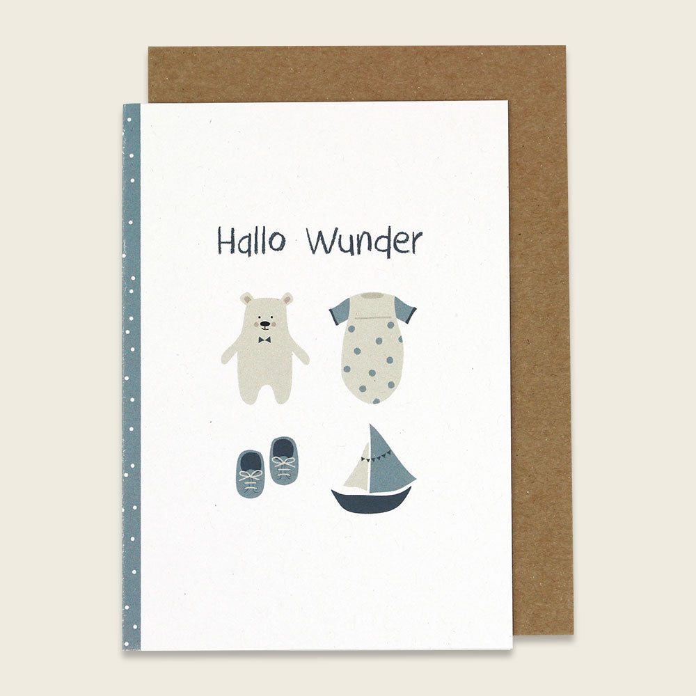 Ava & Yves Klappkarte "Hallo Wunder- blau"