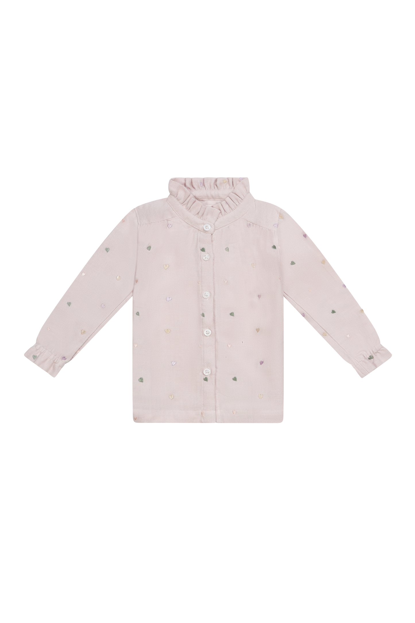 Leevje Flanellbluse Herzchen-Stickerei