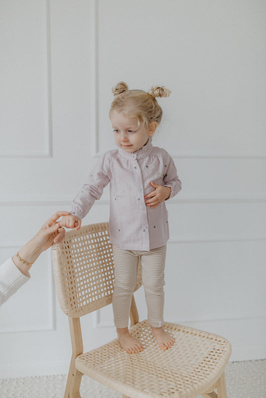 Leevje Flanellbluse Herzchen-Stickerei