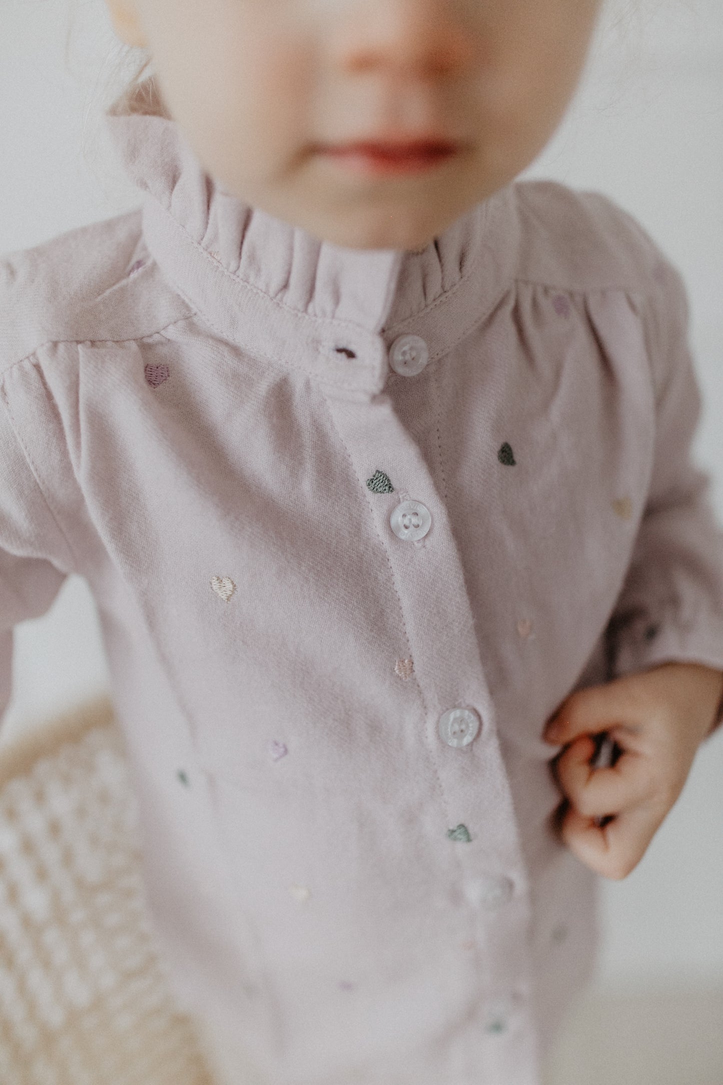 Leevje Flanellbluse Herzchen-Stickerei