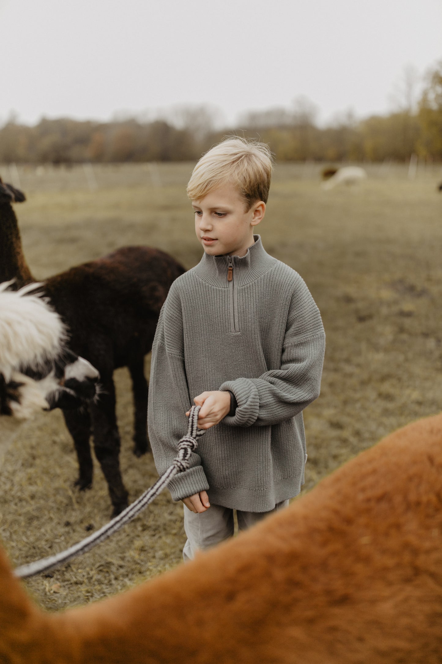 Leevje Strickpullover Grün