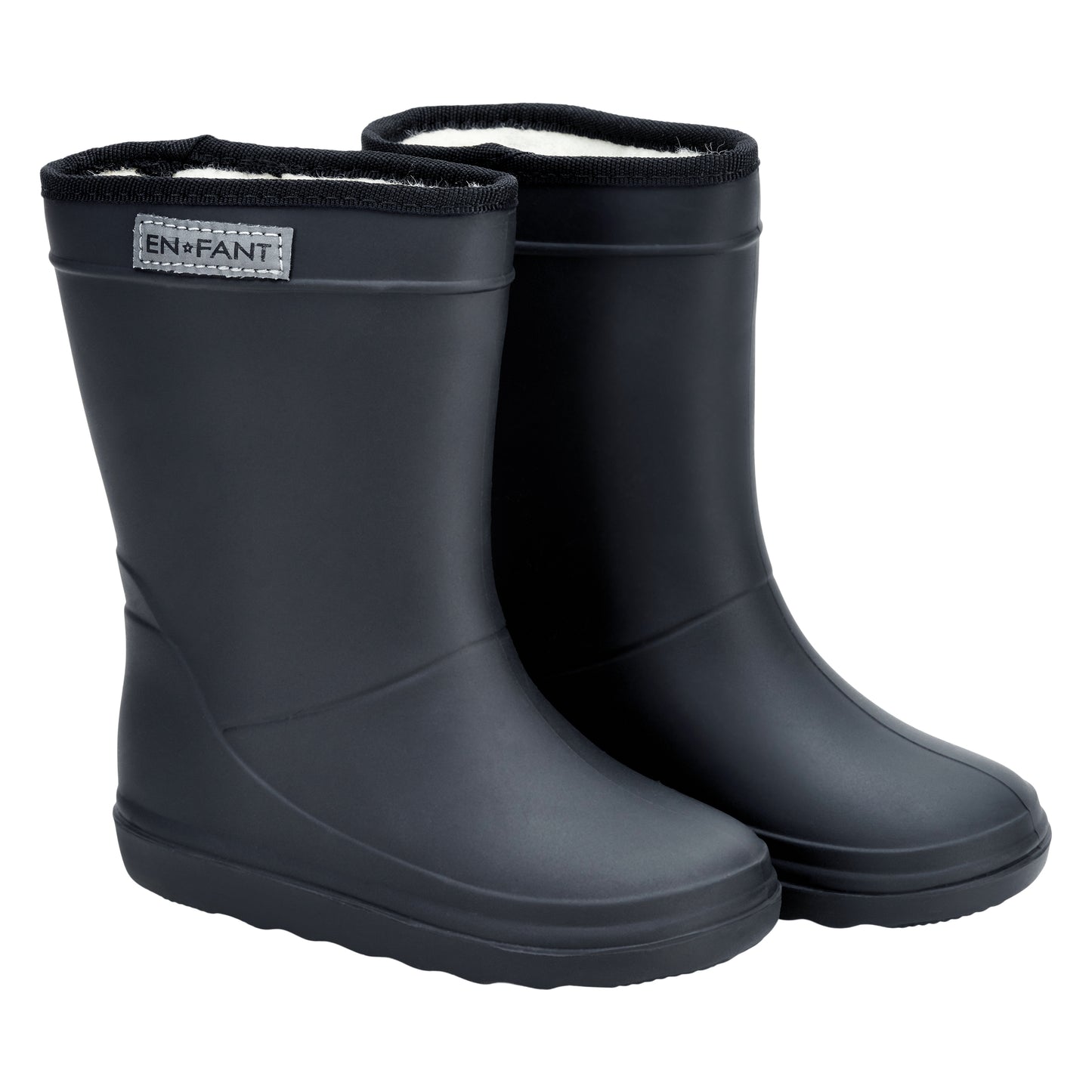 En Fant gefütterte Gummistiefel