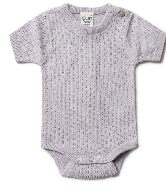 Puri Organic Kurzarmbody mit Ajourmuster