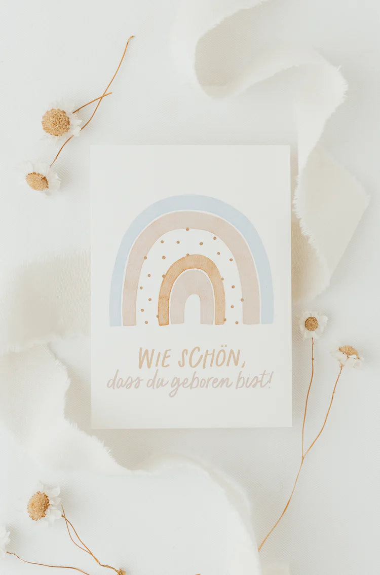Hej Hanni Postkarte „Regenbogen blau"