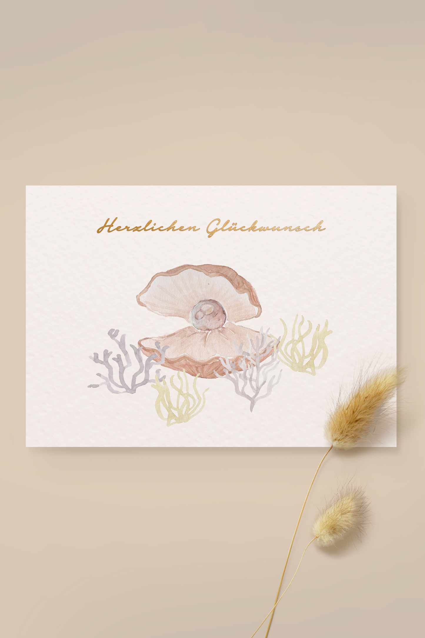 Leevje Postkarte Muschel "Herzlichen Glückwunsch"