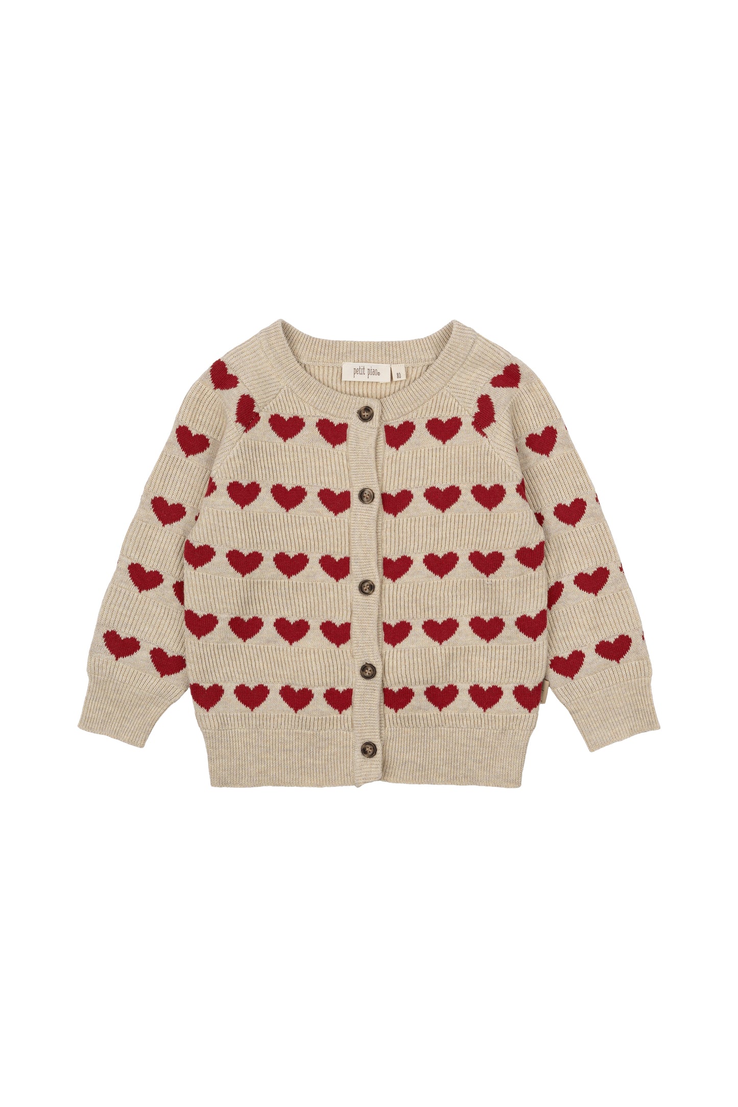 Petit Piao Strickjacke mit Herzmuster