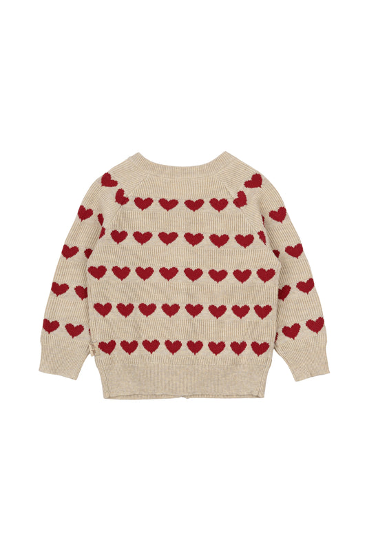 Petit Piao Strickjacke mit Herzmuster