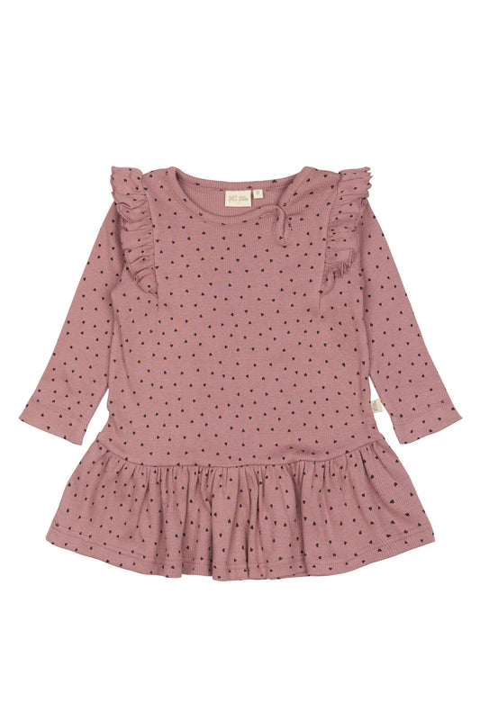 Petit Piao Kleid mit Rüschen und Herzmuster