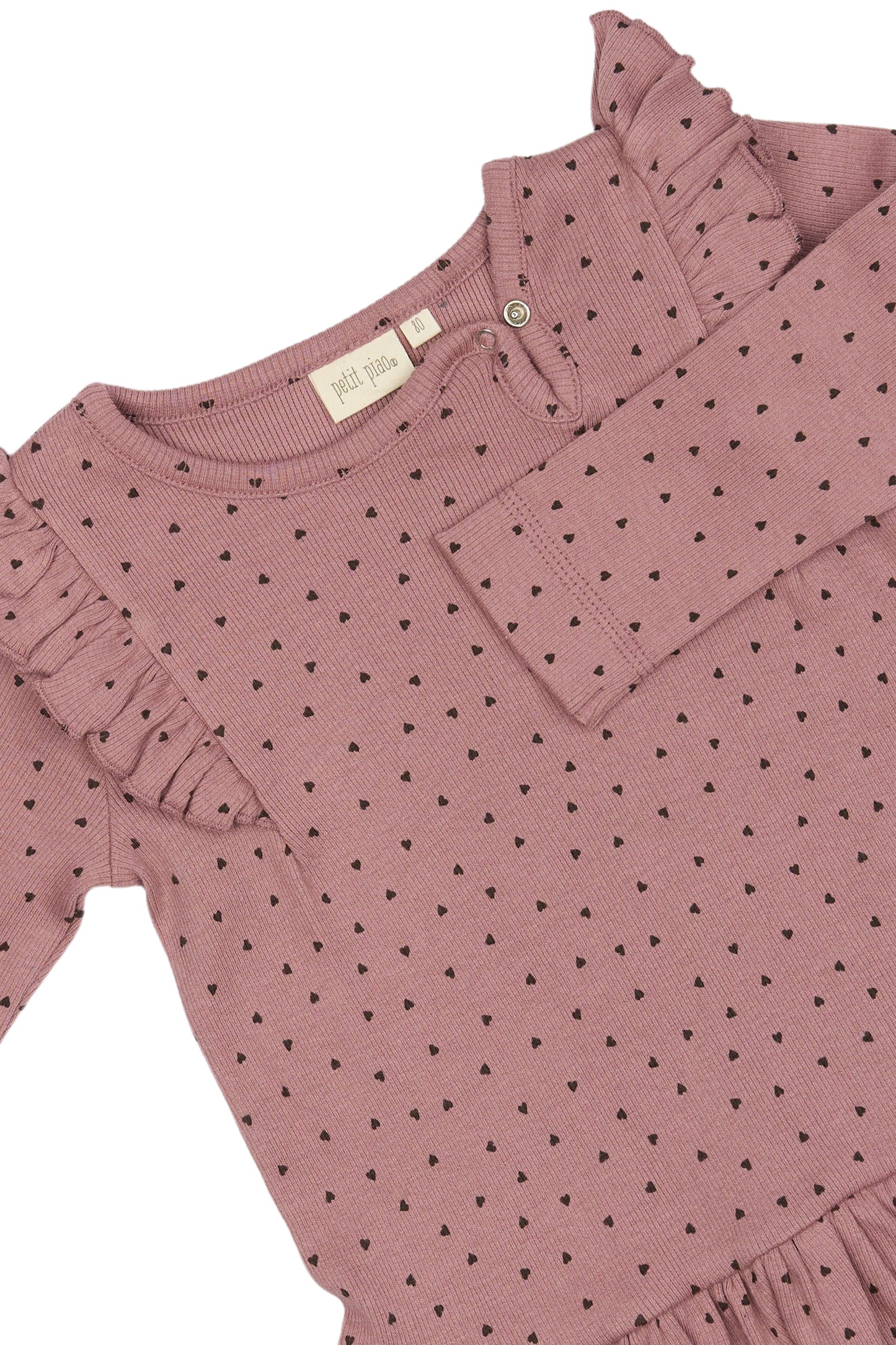 Petit Piao Kleid mit Rüschen und Herzmuster