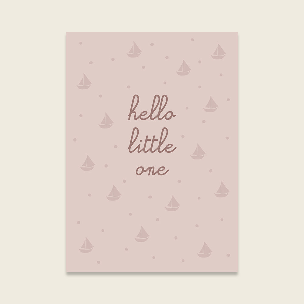 Ava & Yves Postkarte „Hello little one“ rosa