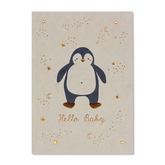 Ava & Yves Postkarte Pinguin "Hallo Baby" Blau