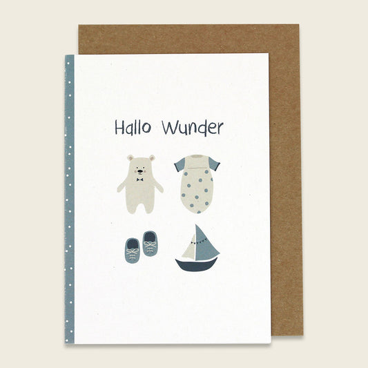 Ava & Yves Klappkarte "Hallo Wunder- blau"