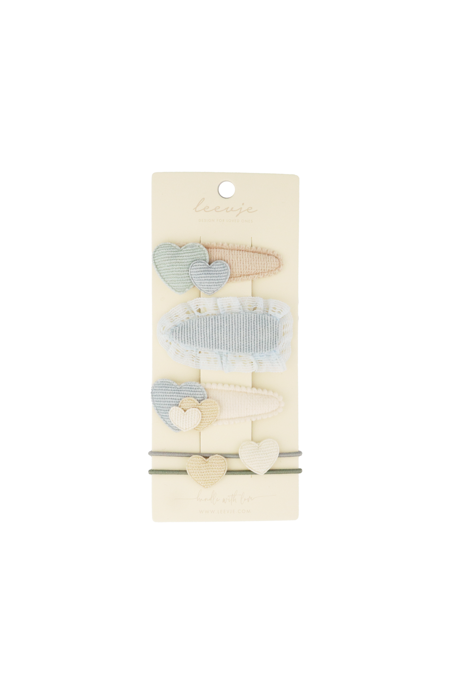 Leevje Haarspangen Blue broderie anglaise hearts mix