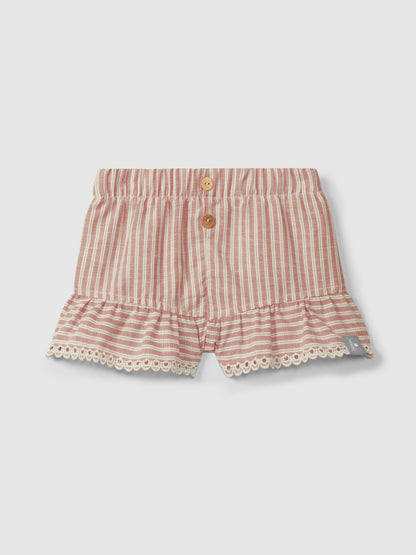 Snug gestreifte Shorts mit Rüschen