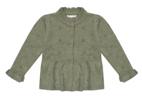 Leevje Lochstrick Cardigan mit Schößchen