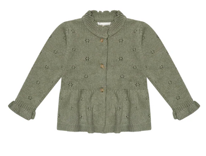 Leevje Lochstrick Cardigan mit Schößchen