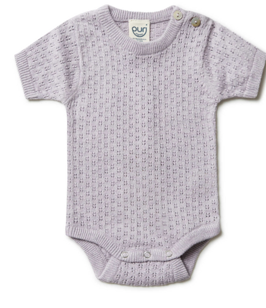 Puri Organic Kurzarmbody mit Ajourmuster