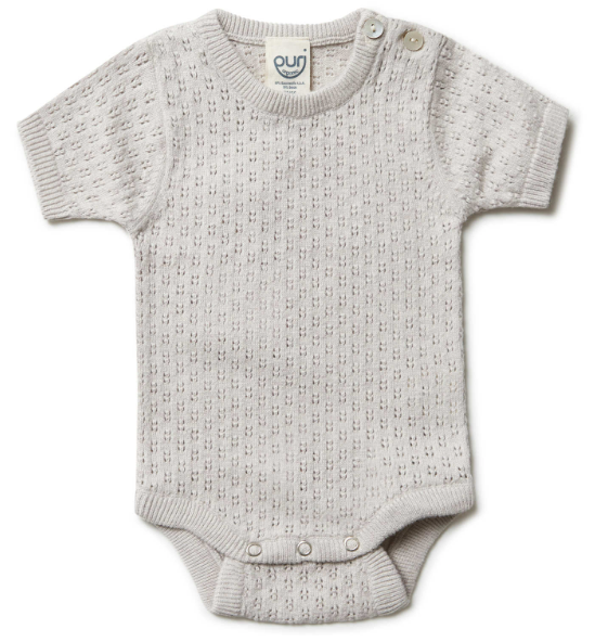 Puri Organic Kurzarmbody mit Ajourmuster