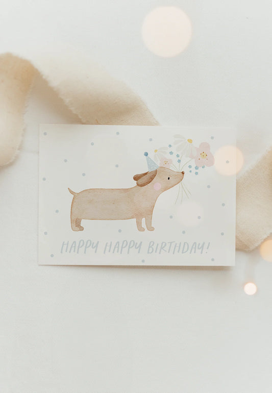 Hej Hanni Postkarte „Geburtstag Dackel"