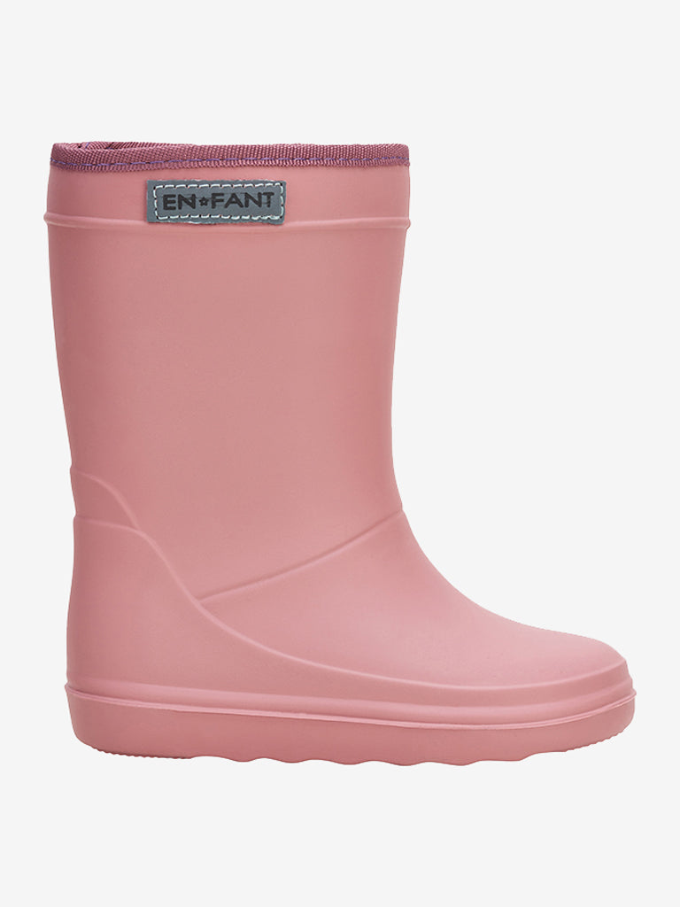 En Fant gefütterte Gummistiefel
