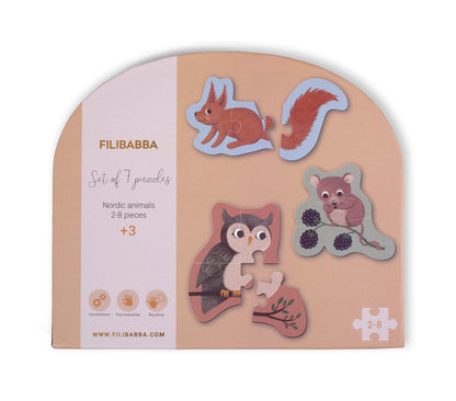 Filibabba Puzzle Set Nordische Tierwelt