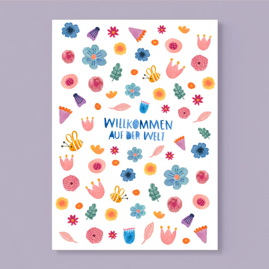 Frau Ottilie Postkarte- "Willkommen auf der Welt"