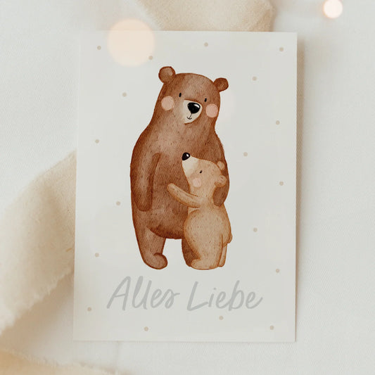 Hej Hanni Postkarte „Alles Liebe-Bär"