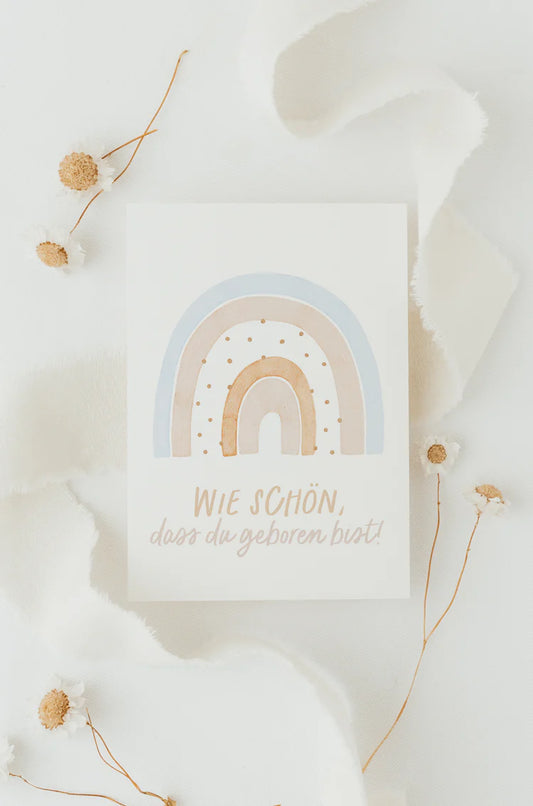 Hej Hanni Postkarte „Regenbogen blau"