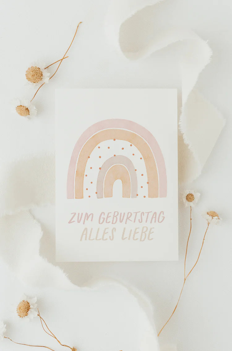 Hej Hanni Postkarte „Regenbogen rosa"