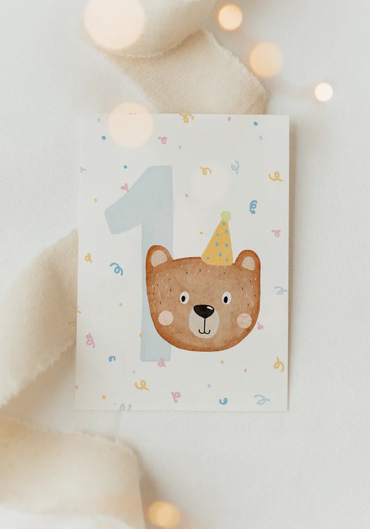Hej Hanni Postkarte „Bär Konfetti 1"