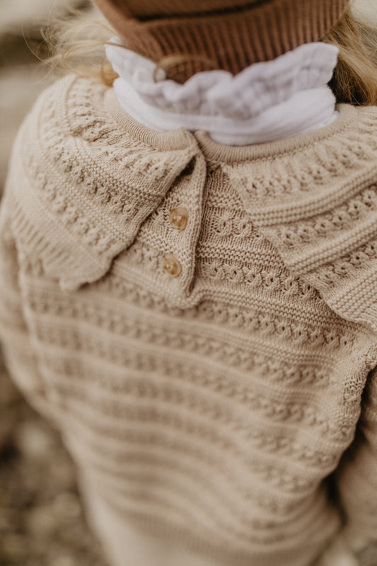 Leevje Strickpullover mit Kragen „Dusty Rose“