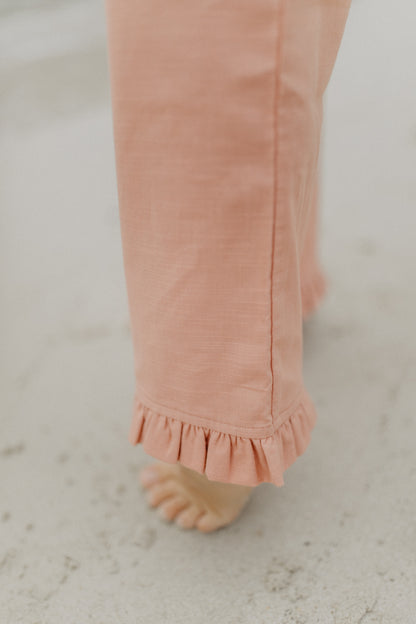 Leevje Hose mit ausgestelltem Bein in "Linen Optic"