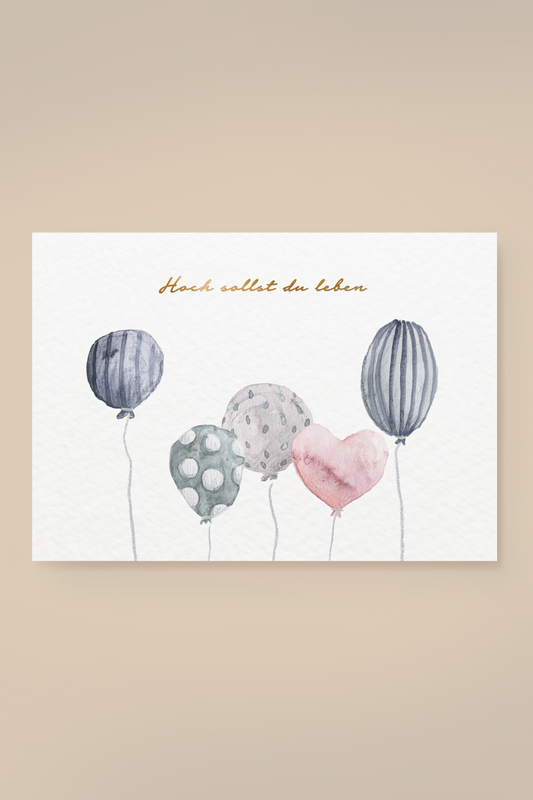 Leevje Postkarte Ballons "Hoch sollst Du leben"