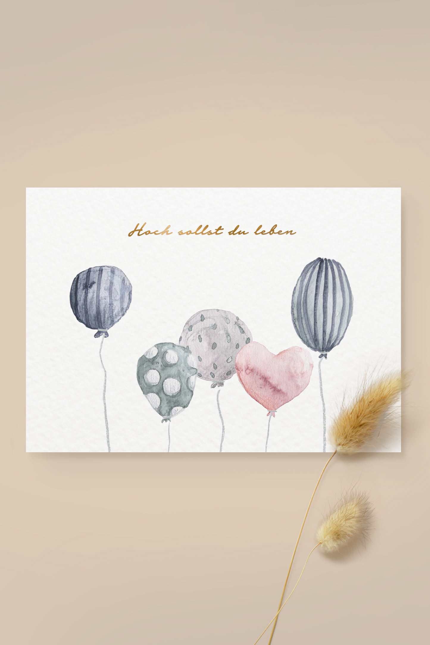 Leevje Postkarte Ballons "Hoch sollst Du leben"