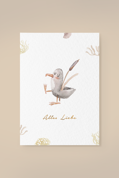 Leevje Postkarte Möwe "Alles Liebe"