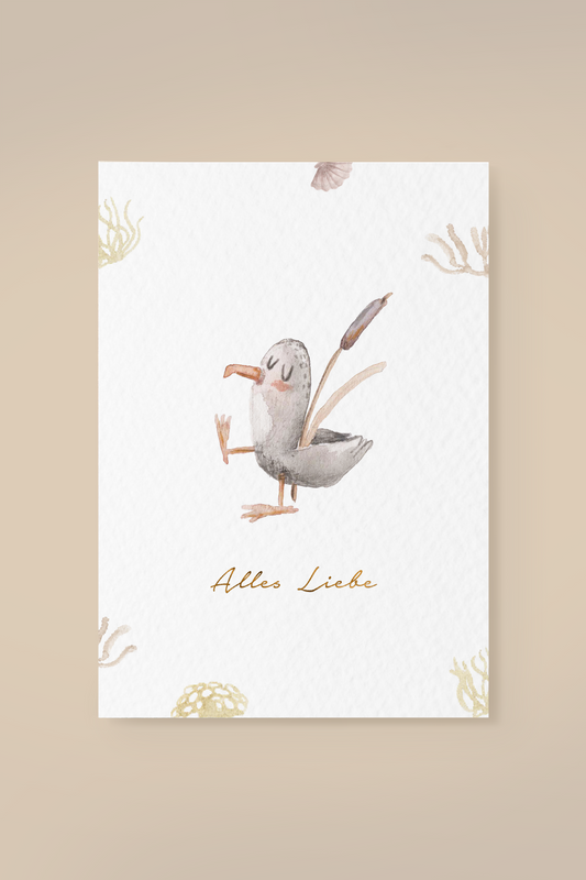 Leevje Postkarte Möwe "Alles Liebe"