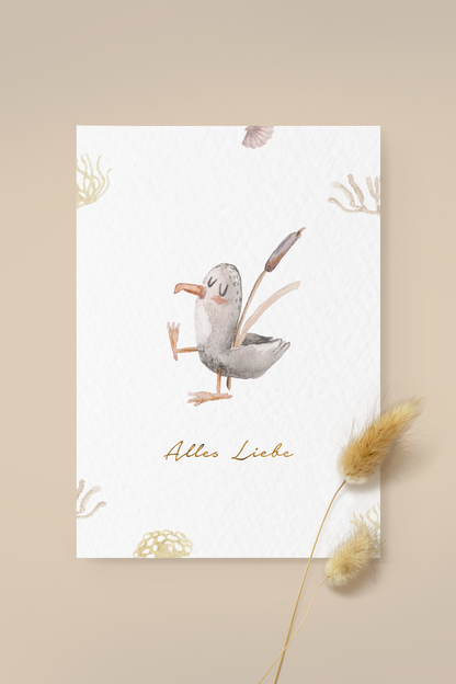Leevje Postkarte Möwe "Alles Liebe"