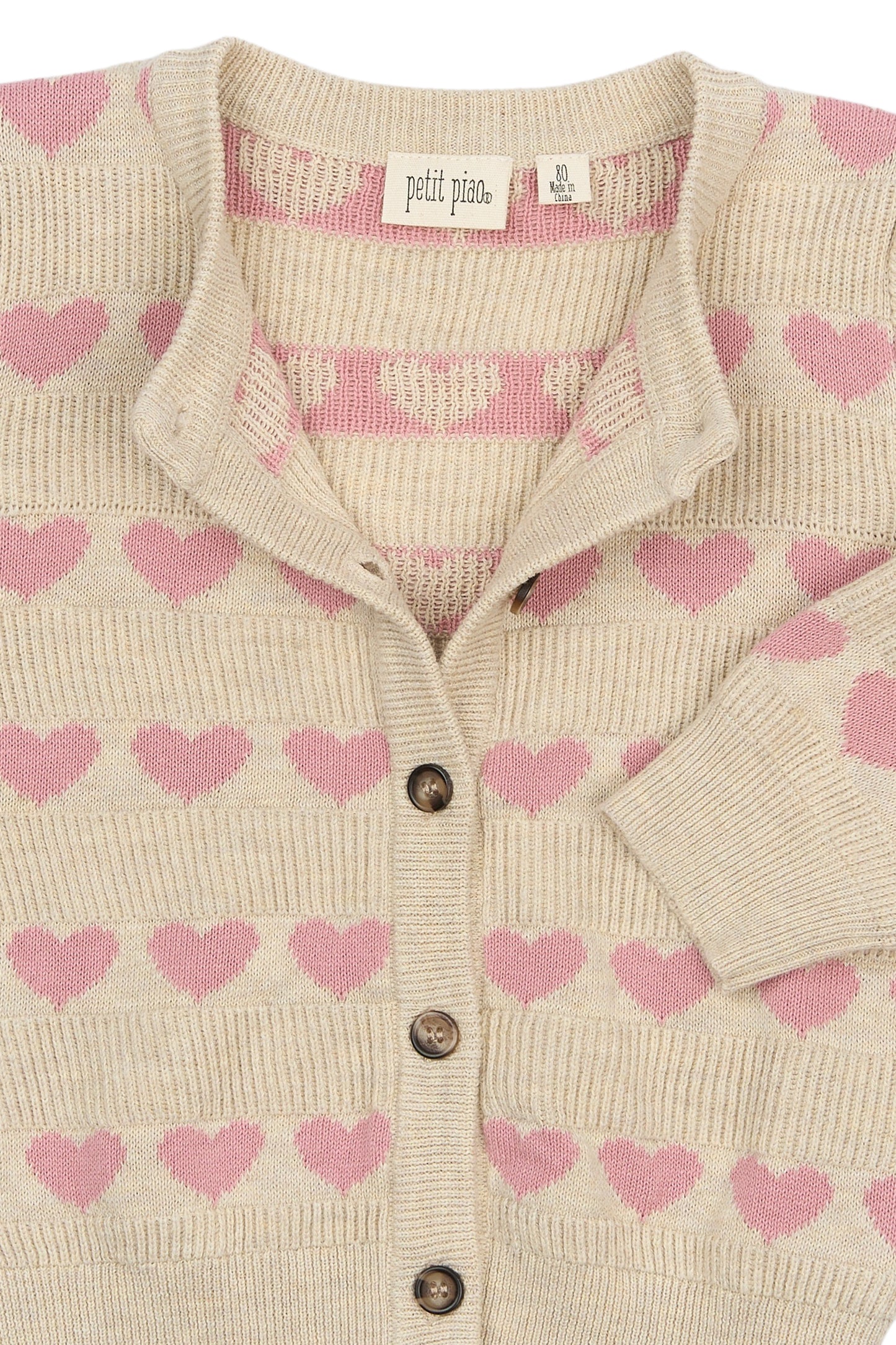 Petit Piao Strickjacke mit Herzmuster Elia