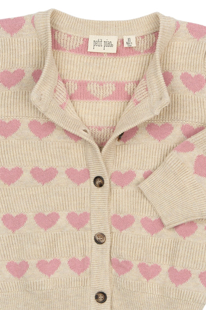 Petit Piao Strickjacke mit Herzmuster Elia