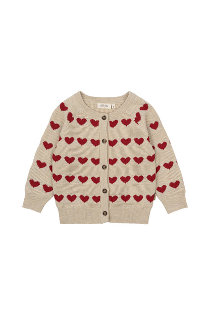 Petit Piao Strickjacke mit Herzmuster