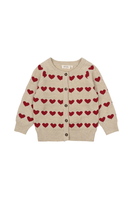 Petit Piao Strickjacke mit Herzmuster