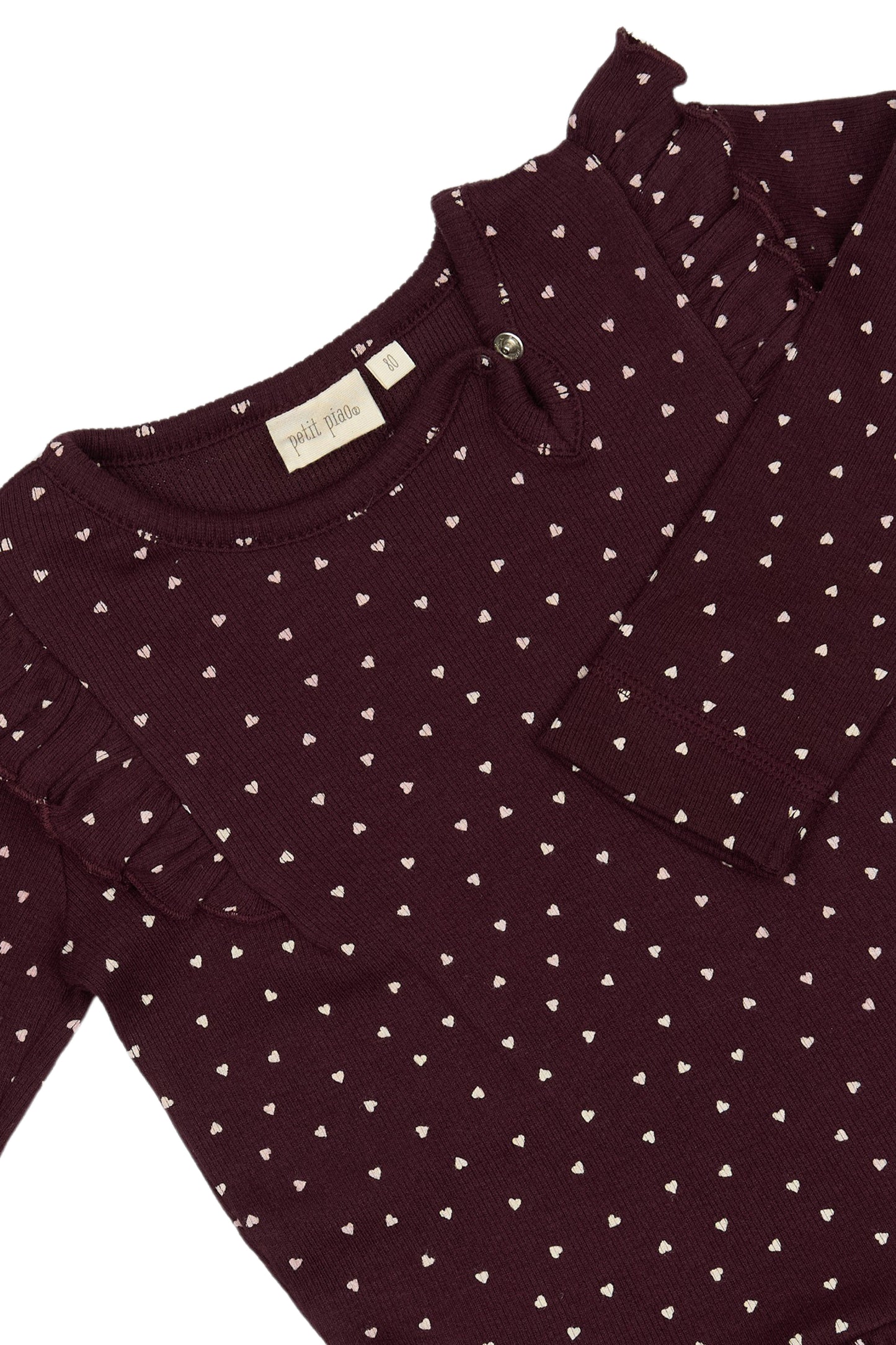 Petit Piao Kleid mit Rüschen und Herzmuster