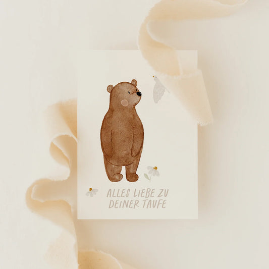 Hej Hanni Postkarte „Taufe-Bär"