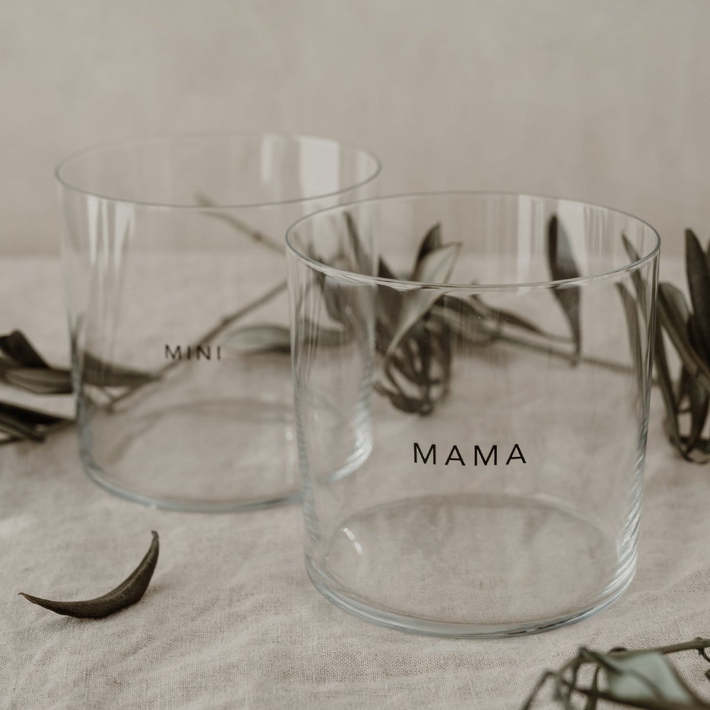 Eulenschnitt Trinkglas "Mama & Mini 2-er Set