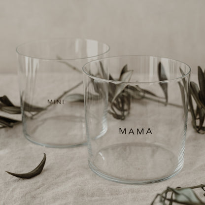 Eulenschnitt Trinkglas "Mama & Mini 2-er Set
