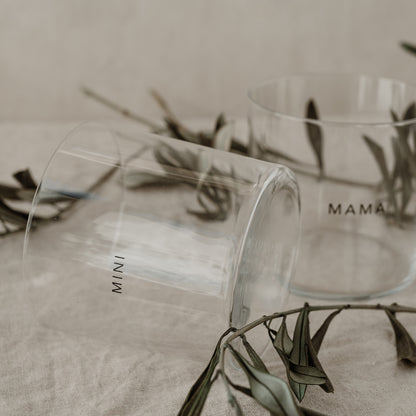 Eulenschnitt Trinkglas "Mama & Mini 2-er Set