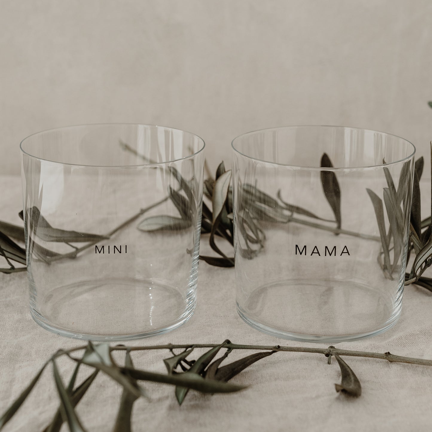 Eulenschnitt Trinkglas "Mama & Mini 2-er Set