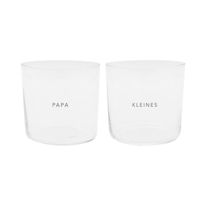 Eulenschnitt Trinkglas "Papa & Kleines 2-er Set