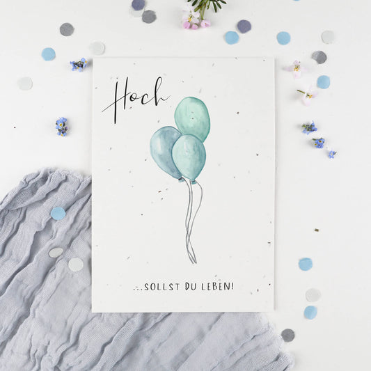 Heylittlegreen Postkarte "Hoch sollst Du leben!"