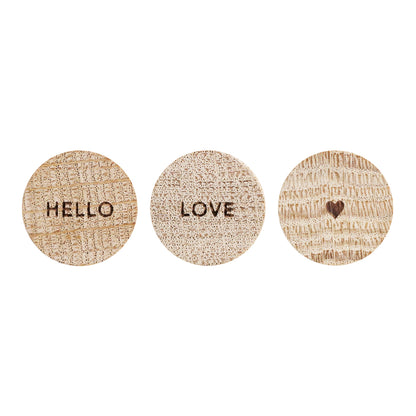 Eulenschnitt Holzmagnet "Hello Love" 3-er Set